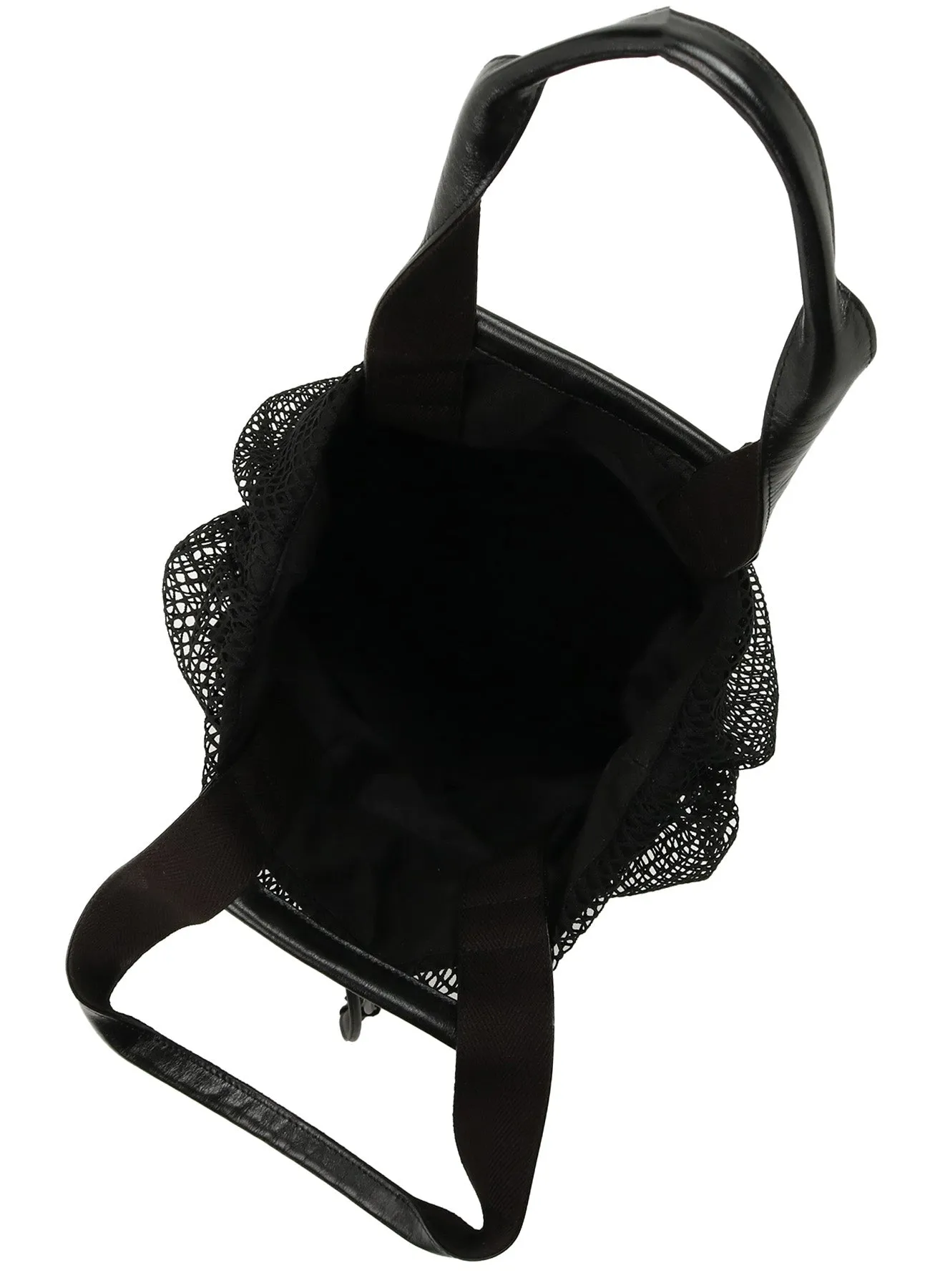 DIAMOND NET/LEATHER COMBINATION BIG POUCH