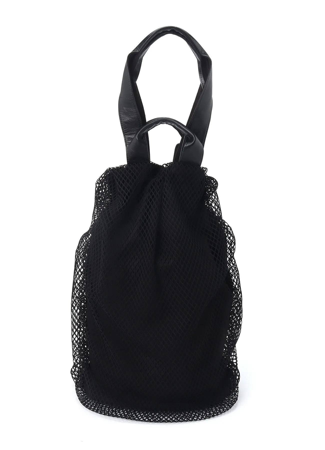 DIAMOND NET/LEATHER COMBINATION BIG POUCH