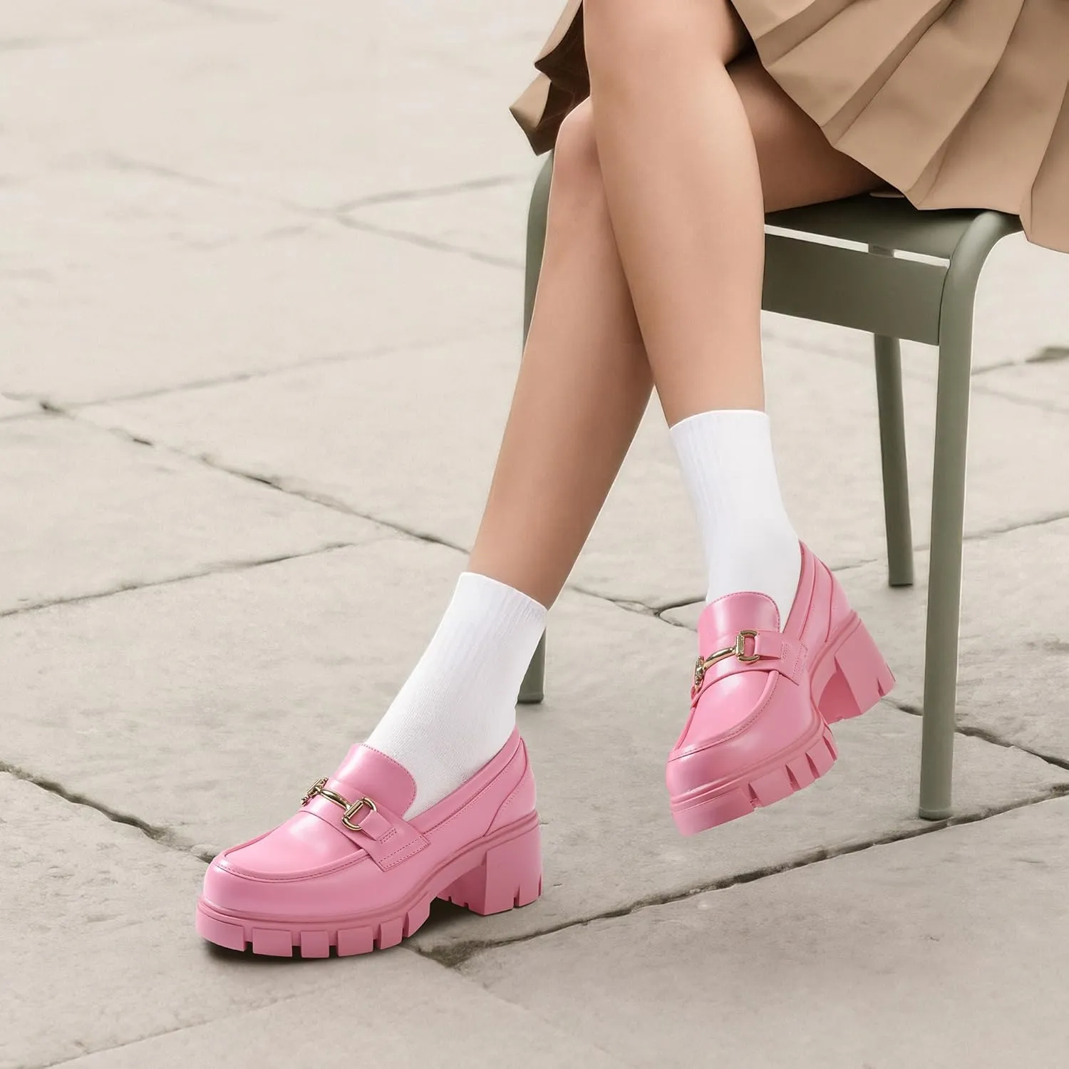 DREAM PAIRS Loafers for Women Platform Chunky Loafers Slip On Casual Shoes