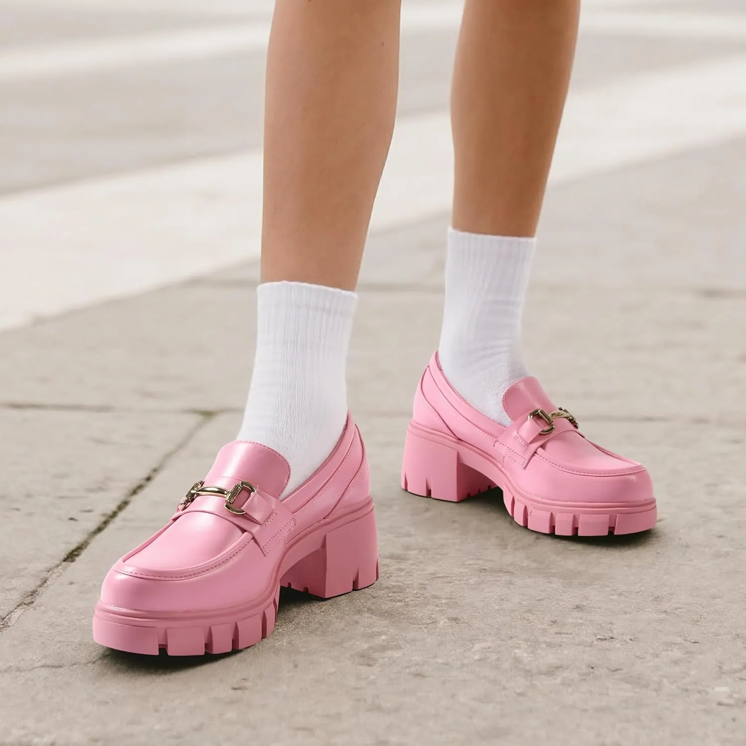 DREAM PAIRS Loafers for Women Platform Chunky Loafers Slip On Casual Shoes