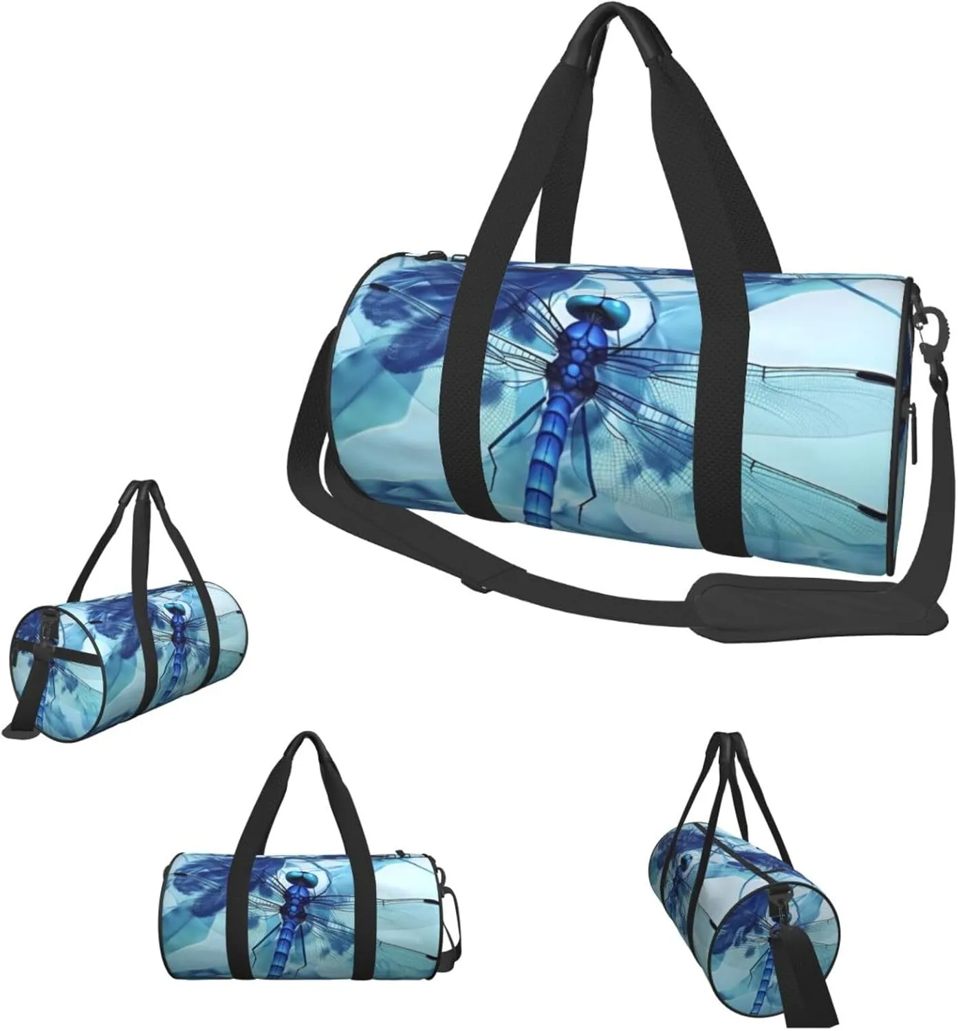 Duffle Bags Art Blue Dragonfly Gym Bag for Men Women Waterproof Travel Duffle Bags Convertible Carry on Garment Bag for Travel Sports
