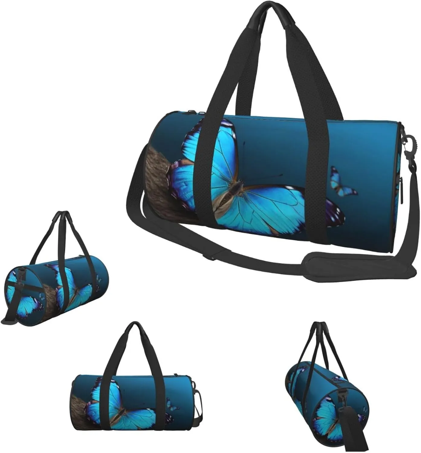Duffle Bags Beautiful blue butterfly Gym Bag for Men Women Waterproof Travel Duffle Bags Convertible Carry on Garment Bag for Travel Sports