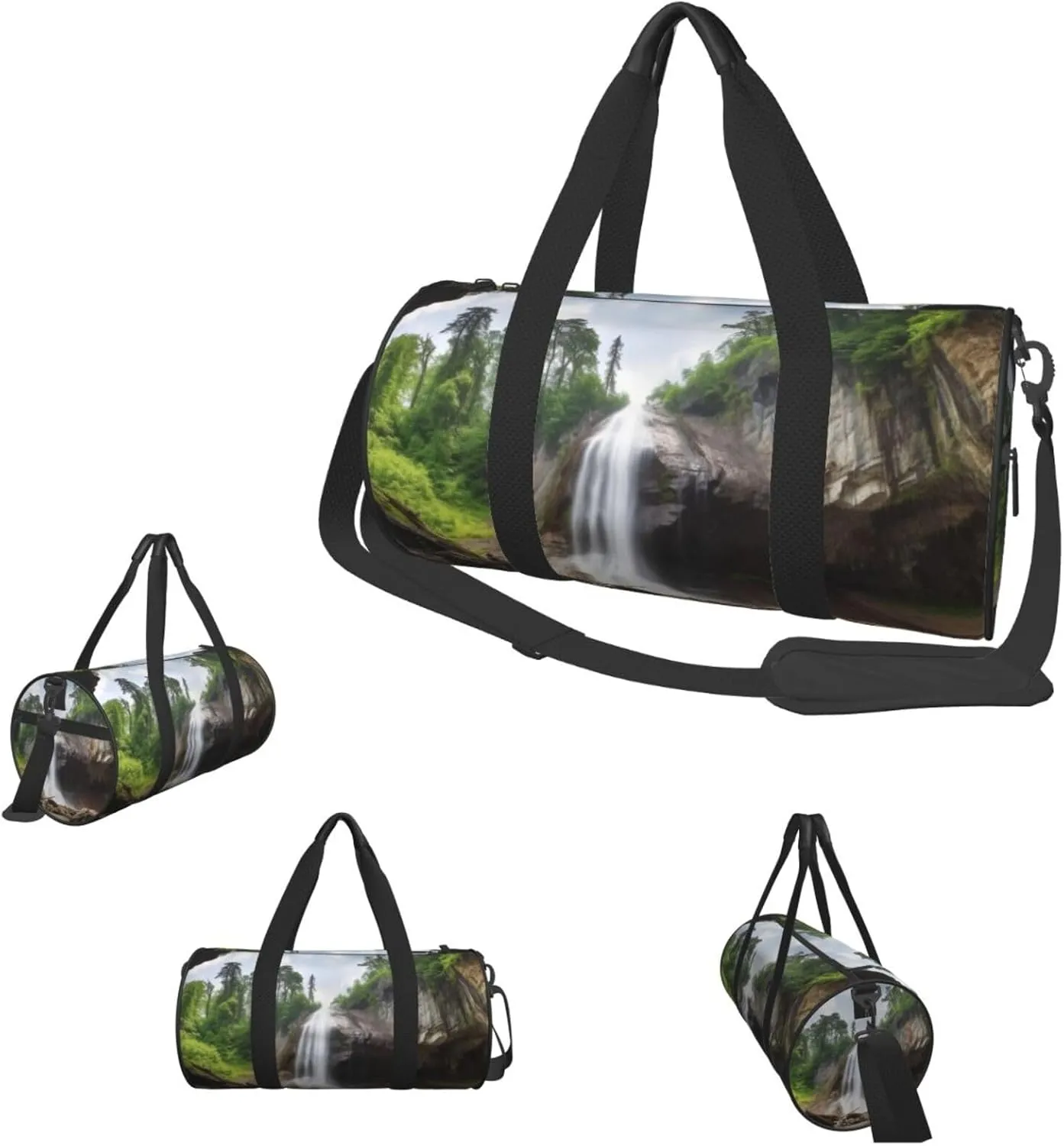 Duffle Bags Mountain Waterfall Gym Bag for Men Women Waterproof Travel Duffle Bags Convertible Carry on Garment Bag for Travel Sports