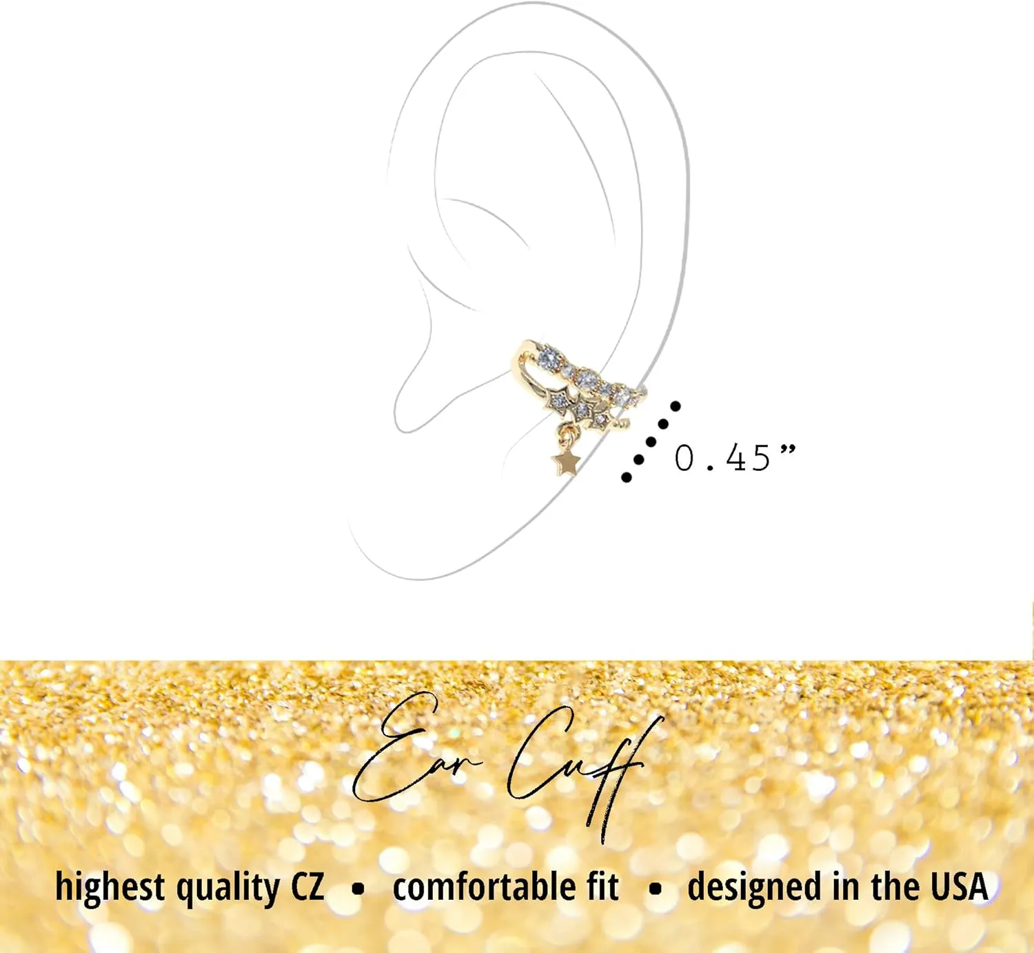 Ear Cuff  Earring Cuffs for Women  925 Sterling Silver Plated or 14K Gold Plated - Cubic Zirconia Sparkling Round Huggie Ear Cuff Crawler Earrings  Clip On Cartilage