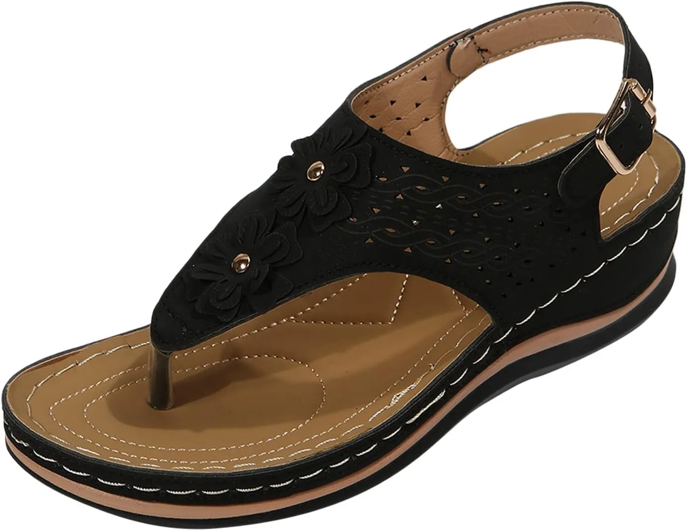 Eduavar Orthopedic Sandals for Women, Womens Sandals Comfy Flip Flops Sandal Anti-Slip Breathable Ankle Strap Sandals