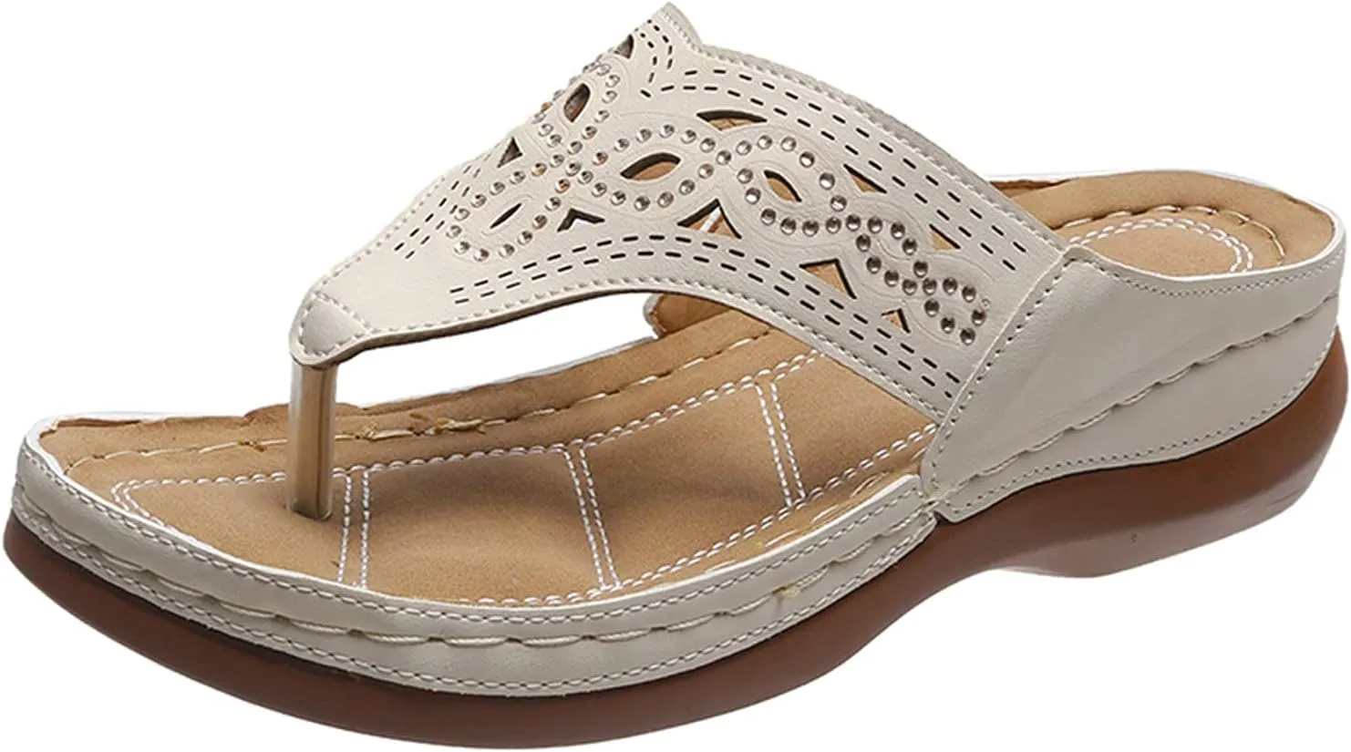 Eduavar Orthopedic Sandals for Women, Womens Sandals Dressy Wedge Sandals Casual Breathable Peep Toe Sandasls Slippers