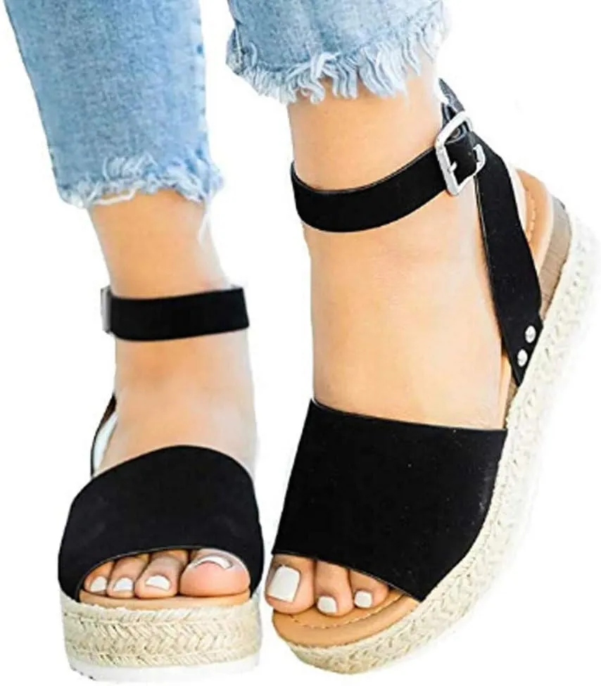 Eduavar Platform Sandals Women Dressy, Espadrille Sandals for Women Dressy Summer Platform Sandals Comfy Summer Beach Sandals