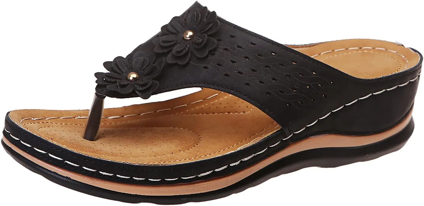 Eduavar Sandals Women Comfortable, Orthopedic Sandals for Women Summer Casual Open Toe Flip Flops Sandals Comfy Slipper Shoes