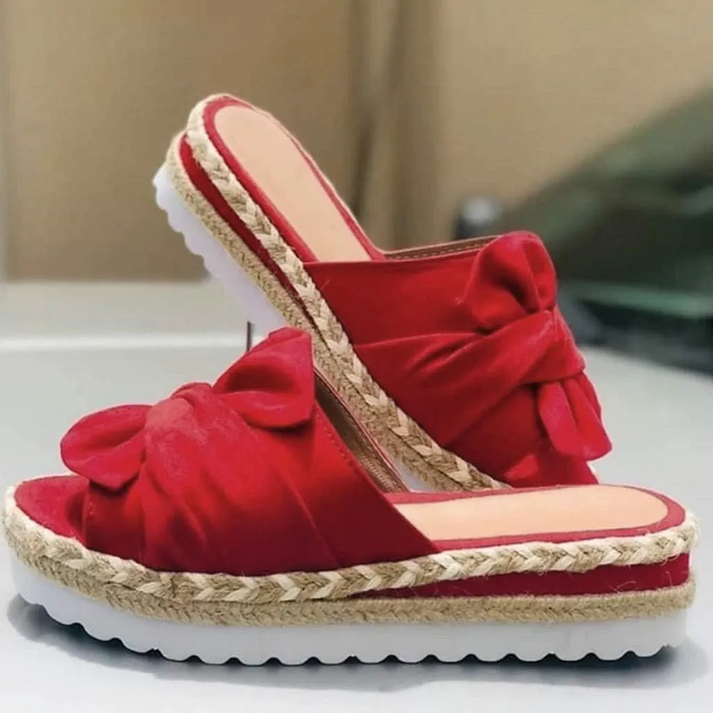 Eduavar Womens Sandals Dressy, Sandals Women Dressy Summer Espadrille Platform Sandals Open Toe Bow Tie Sandals