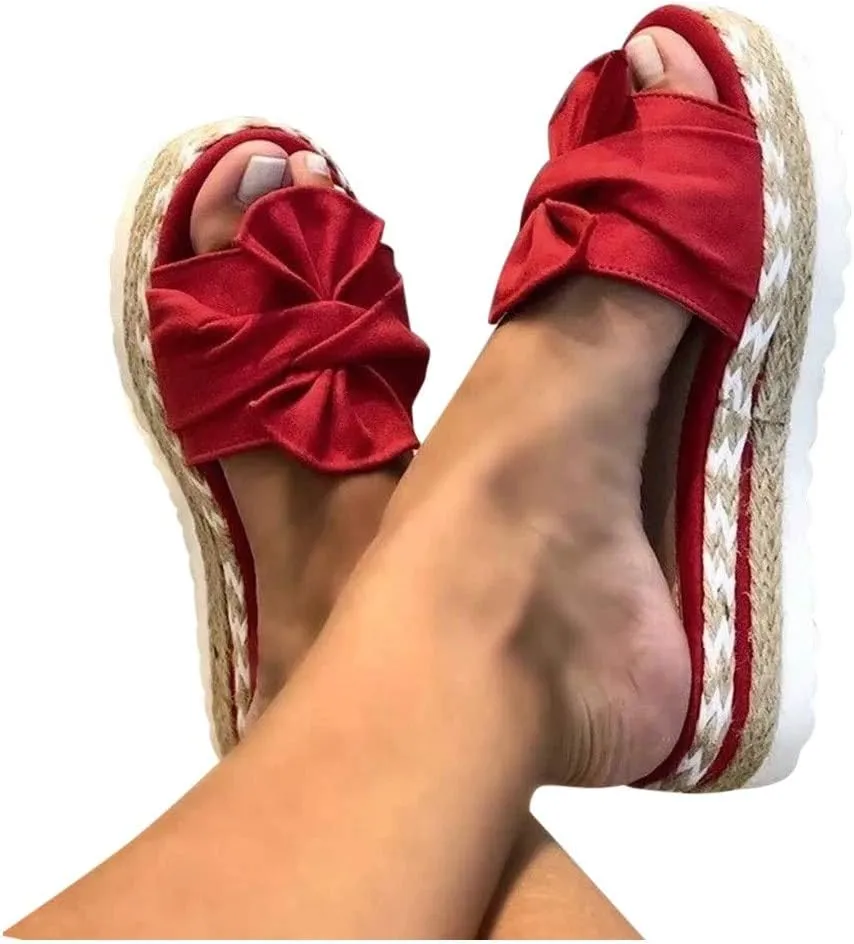 Eduavar Womens Sandals Dressy, Sandals Women Dressy Summer Espadrille Platform Sandals Open Toe Bow Tie Sandals