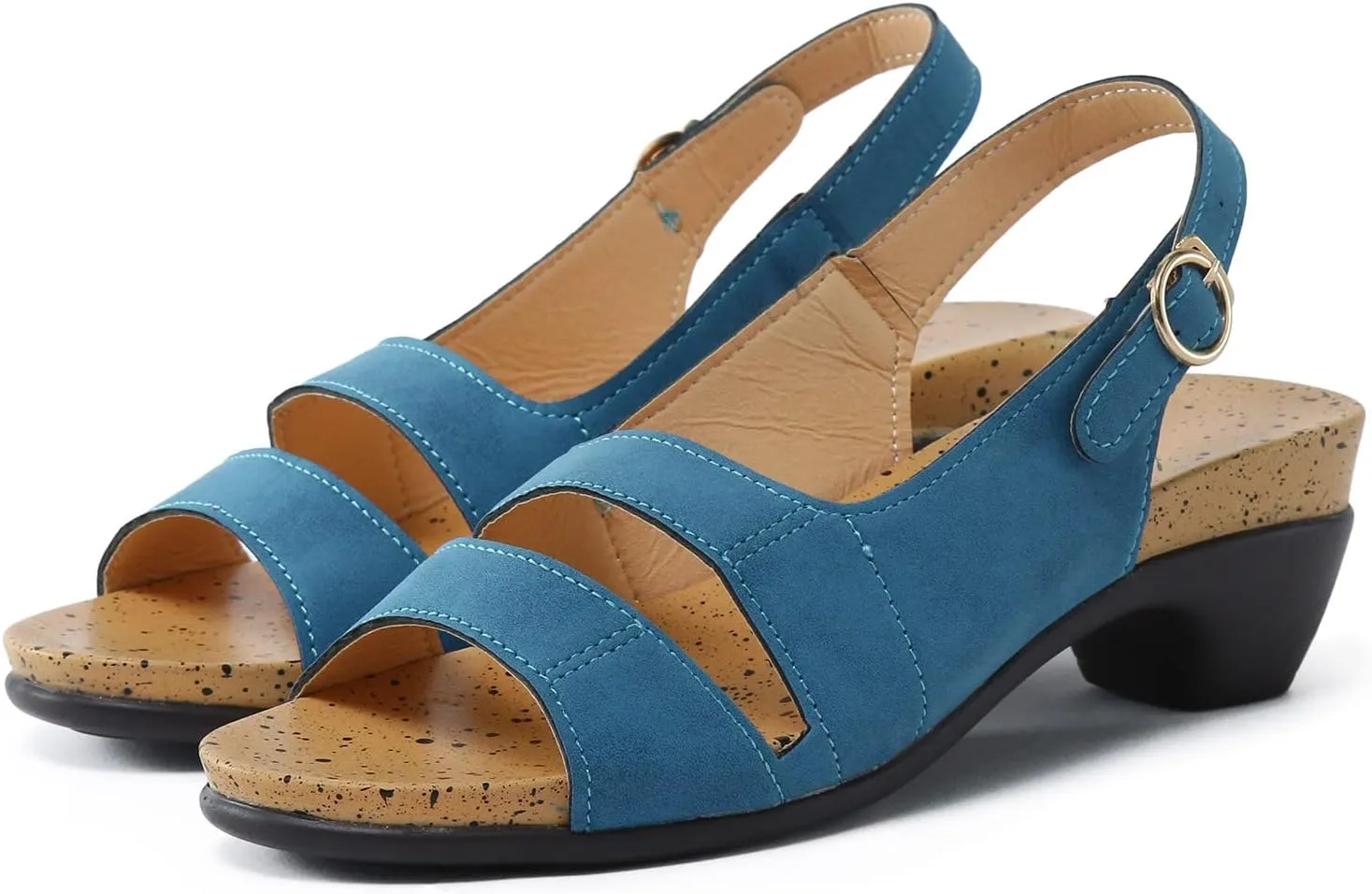 Eduavar Womens Wedge Sandals, Orthopedic Sandals for Women Open Toe Sandals Casual Heel Sandals with Ankle Strap