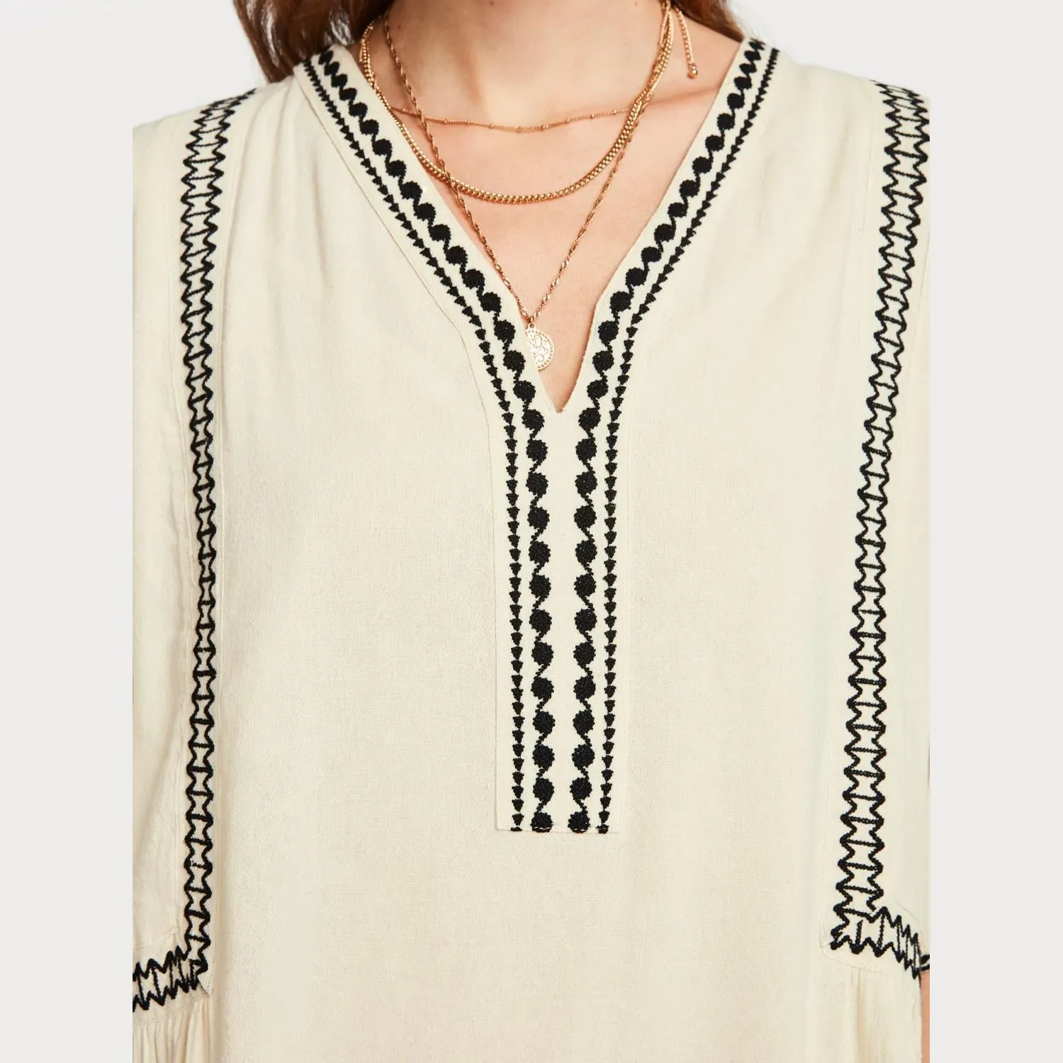 Embroidered Contrast Dress
