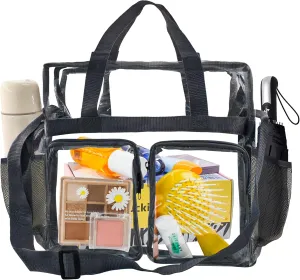 Enkrio Clear Makeup Bag Clear Cosmetic Bag Transparent Travel Cosmetic Storage Bag with 4 External Pockets and Adjustable Shoulder Strap for Toiletries