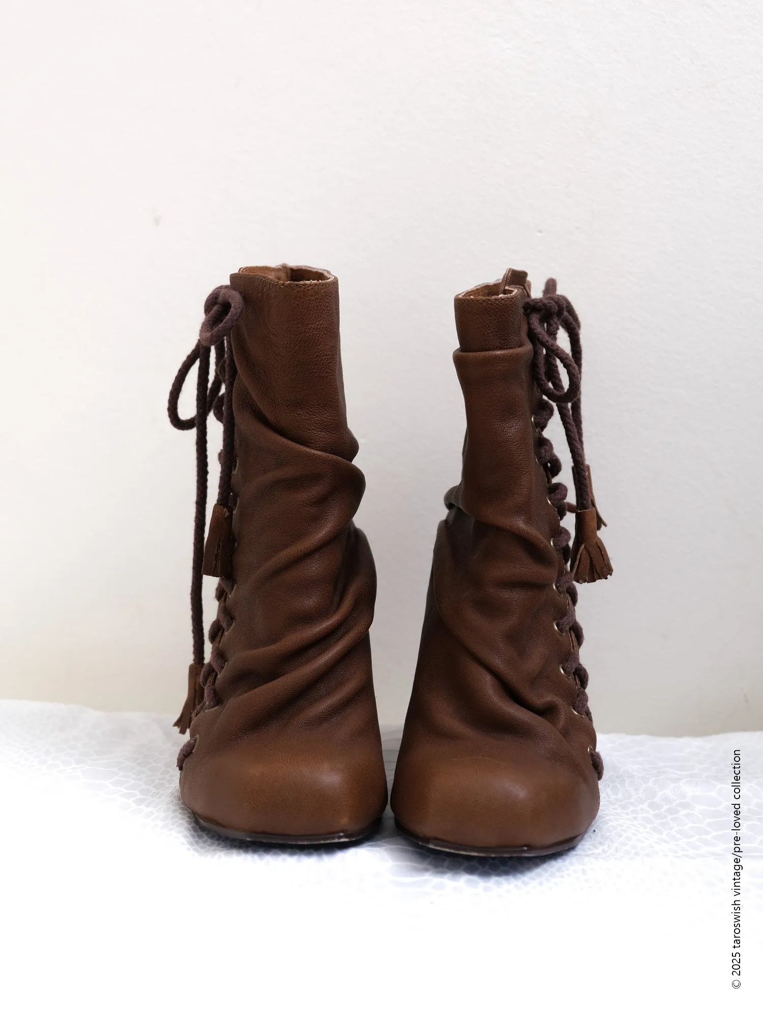   eu36 ruched lace up boots