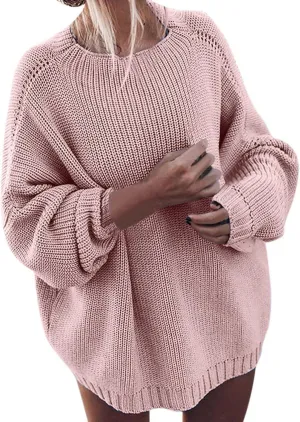 Fall Sweaters for Women Crew Neck Cable Knit Pullover Sweaters Batwing Sleeve Loose Fit Solid Outfit Fall Winter Fashion 2023