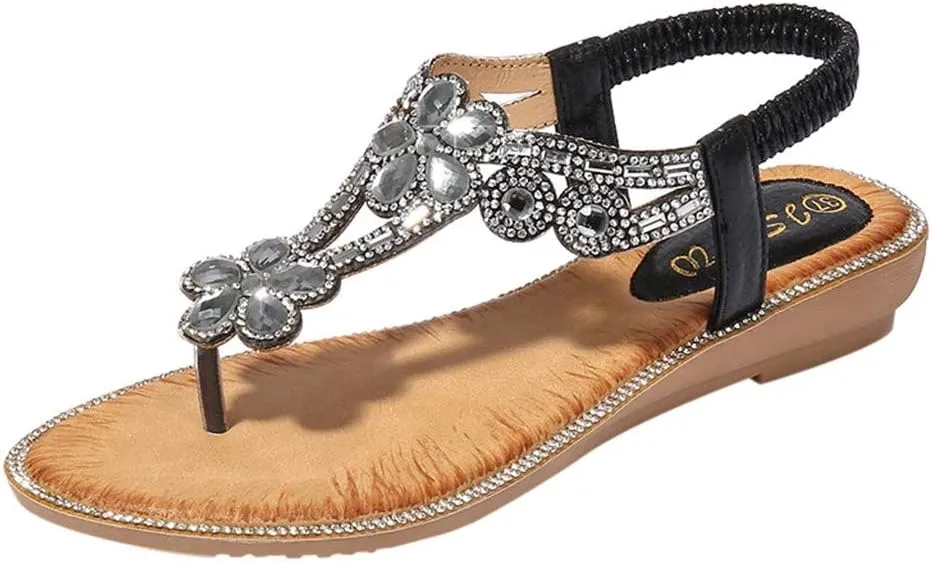 Flip Flops for Women Elastic Ankle Strap Sandals Dressy Casual Sandals Summer Beach Sandals Arch Support Shoes