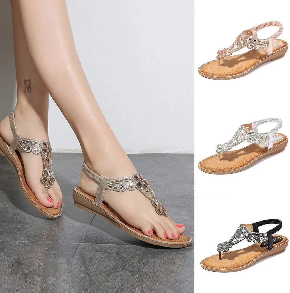 Flip Flops for Women Elastic Ankle Strap Sandals Dressy Casual Sandals Summer Beach Sandals Arch Support Shoes