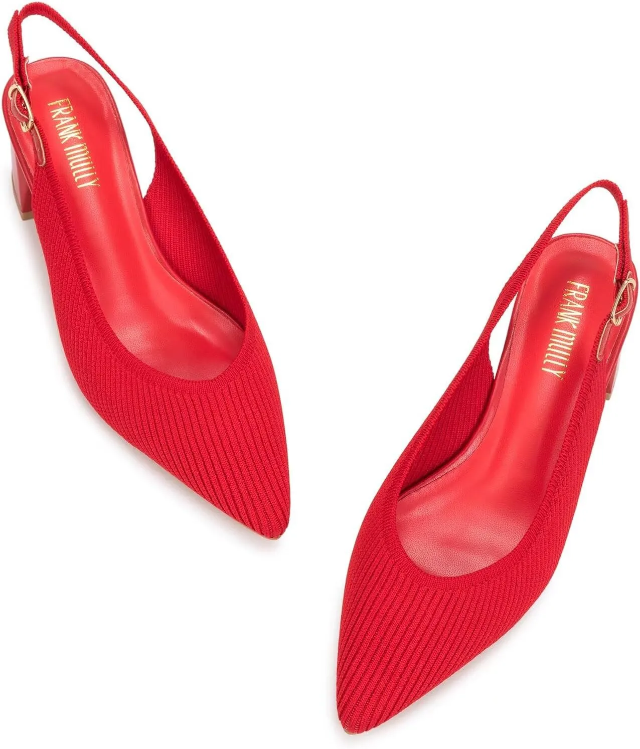 Frank Mully Women's Slingback Heels Pointed Toe Work Pumps Comfortable Chunky Pumps Closed Toe Stylish Dressy Shoes