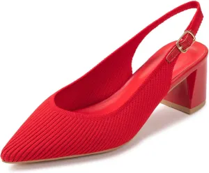 Frank Mully Women's Slingback Heels Pointed Toe Work Pumps Comfortable Chunky Pumps Closed Toe Stylish Dressy Shoes