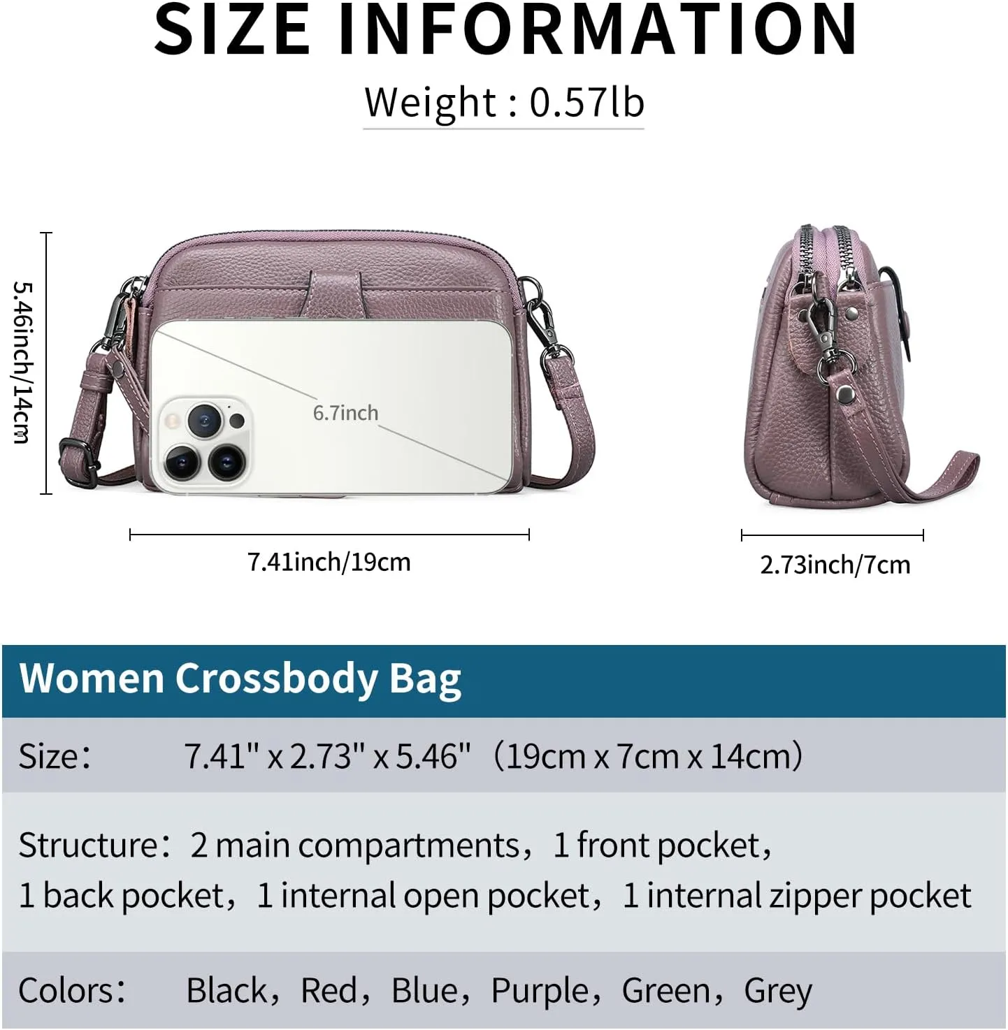 GAEKEAO Crossbody Bags for Women Small Genuine Leather Shoulder Purse Cross Body Bag with Wristlet Top Zipper