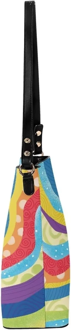 GIFTPUZZ Bucket Bags Crossbody Bucket Bags with Magnetic Snap Women's Leather Designer Handbags Tote Purses