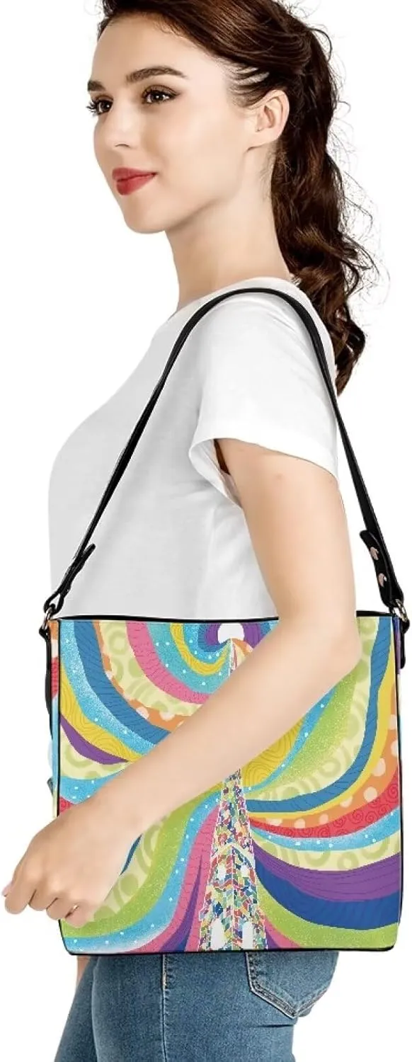 GIFTPUZZ Bucket Bags Crossbody Bucket Bags with Magnetic Snap Women's Leather Designer Handbags Tote Purses