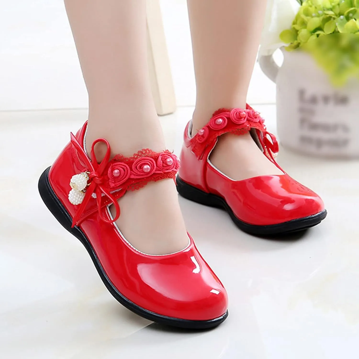 Girls Dress Shoes with Anti-Scratch Leather Pary Schools niform Shoes Mary Jane Fashion Sneaker for Girls