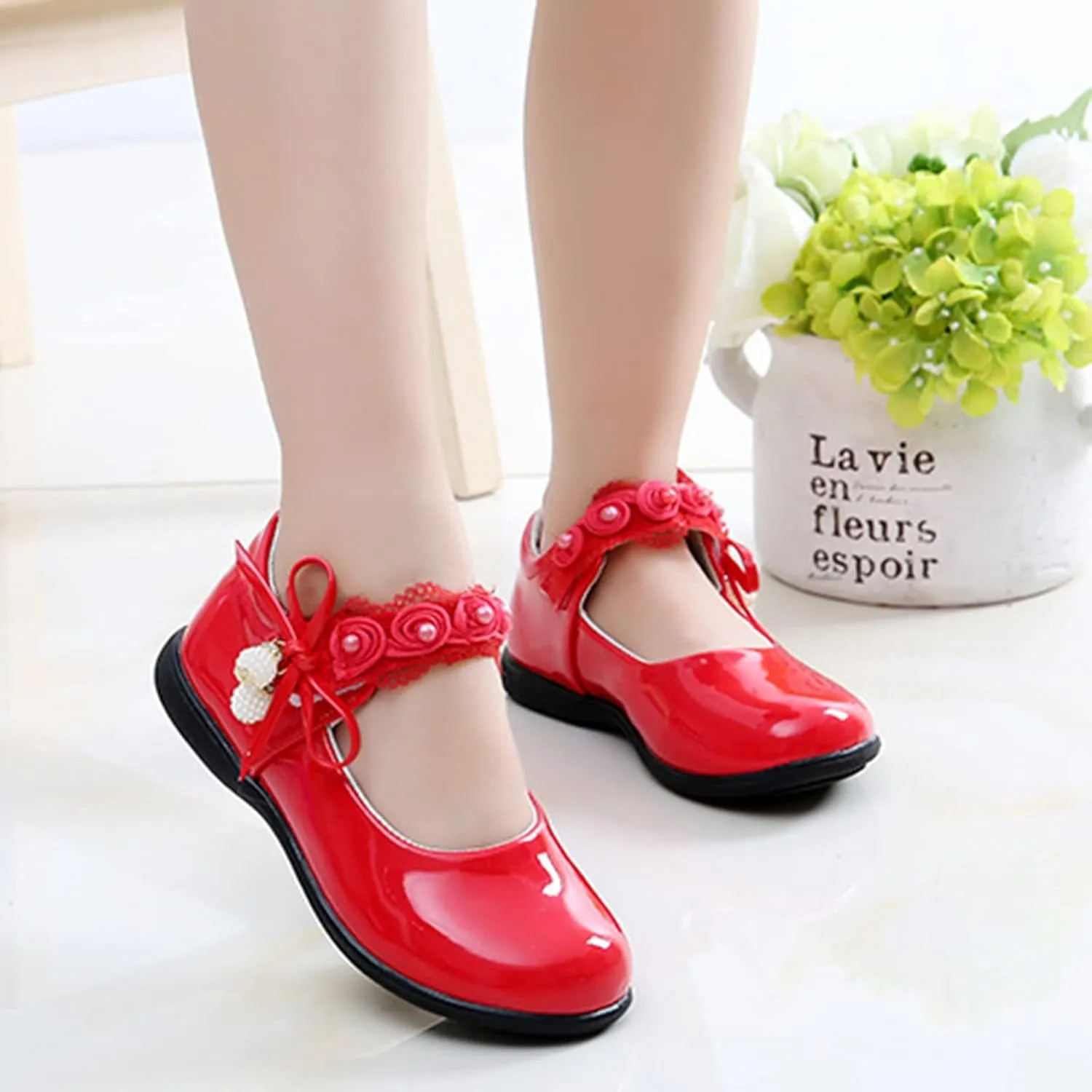 Girls Dress Shoes with Anti-Scratch Leather Pary Schools niform Shoes Mary Jane Fashion Sneaker for Girls