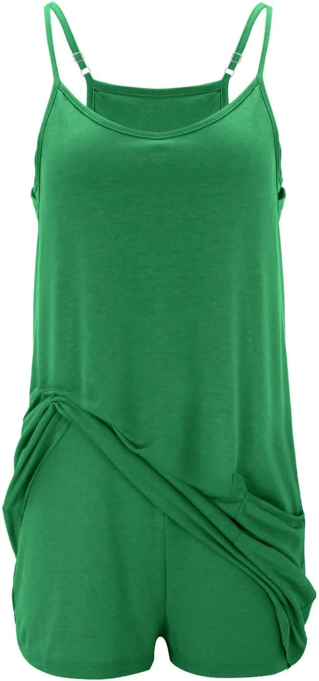 Girls Tennis Dress with Shorts Casual Summer Sleeveless Spaghetti Straps Golf Athletic Dress Trendy One Piece Romper