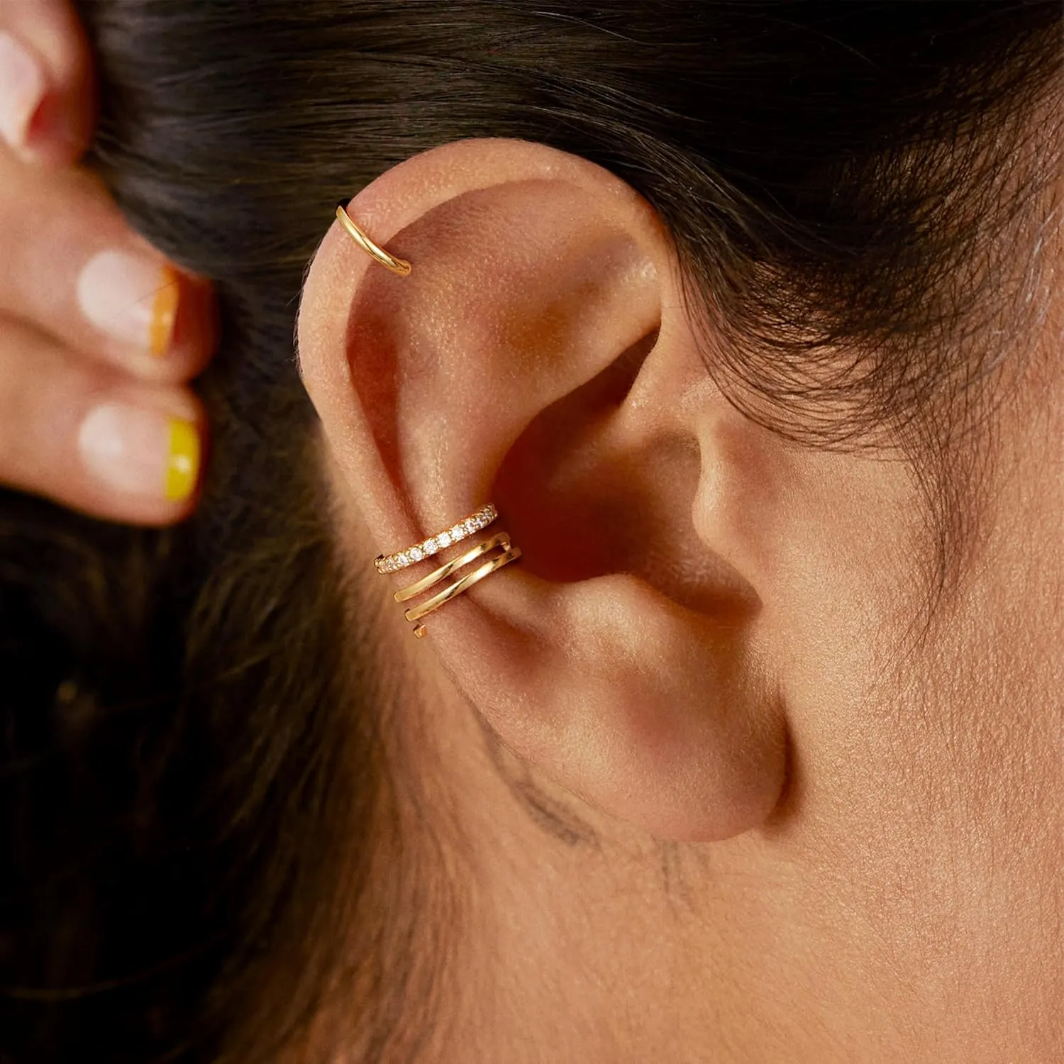 Gold Ear Cuff Set - Non Piercing Ear Cuffs for Women - Trendy Clip On Earrings