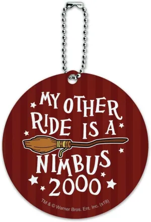 Harry Potter My Other Ride is a Nimbus 2000 Round Luggage Card Carry-On ID Tag