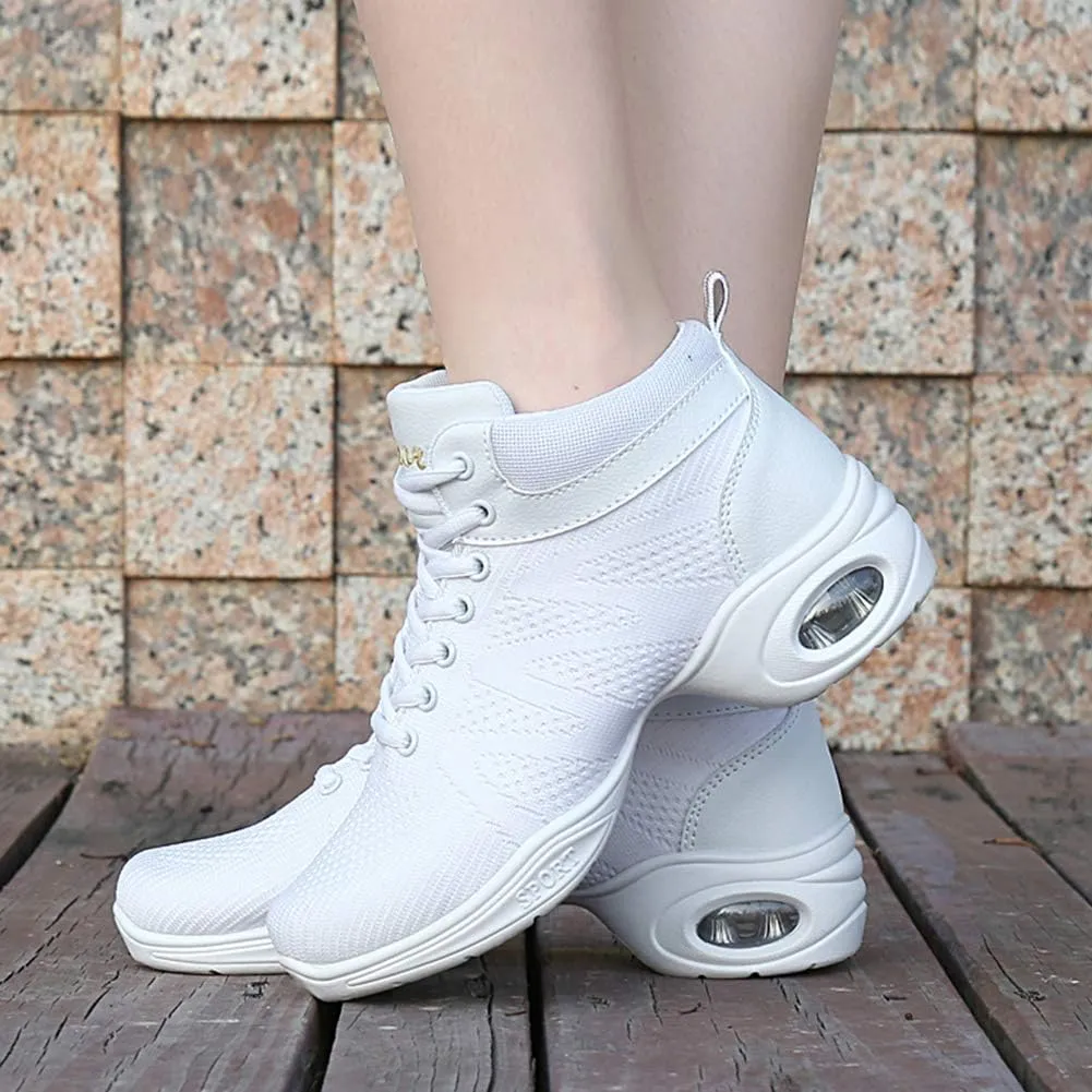 HIPPOSEUS Women's Lace-up Dance Sneakers Breathable Modern Jazz Dance Shoes Air Cushion Walking Dance Sport Shoe,Model 708