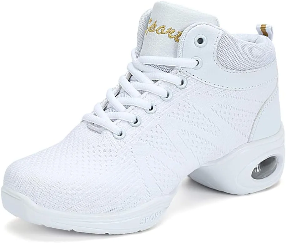HIPPOSEUS Women's Lace-up Dance Sneakers Breathable Modern Jazz Dance Shoes Air Cushion Walking Dance Sport Shoe,Model 708