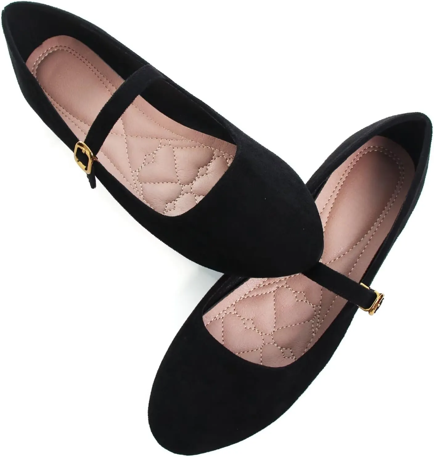 HuangTaiJi Qing Women's Fashion Mary Janes Shoes Ankle Buckle Round Toe Flats Shoes Comfort Walking Dressy Ballerina Flats