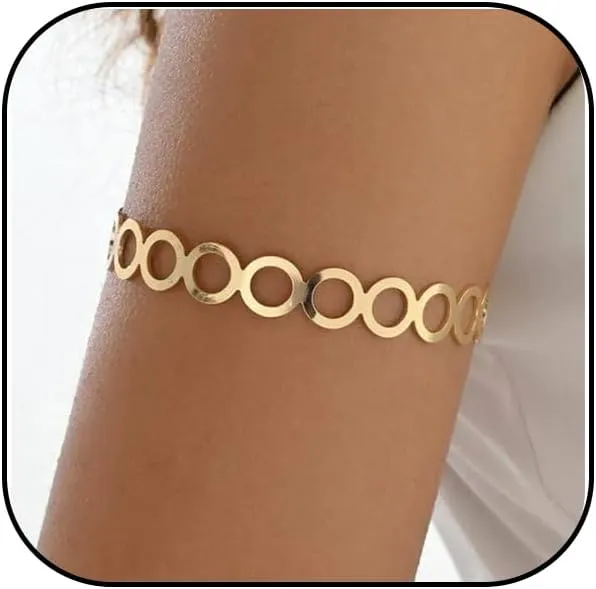 INENIMARTJ Gold Arm Cuff Jewelry for Women Minimalist Layered Bangle Armband Armlet Gold Silver Arm Cuff Upper Bangle Bracelet for Women