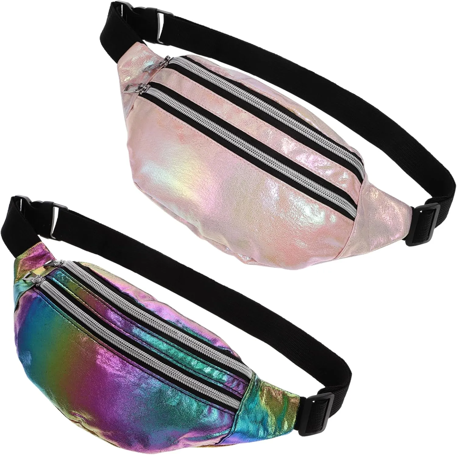 Iridescent Fanny Pack for Travel Shiny Crossbody Chest Bag Belt Bag for Women