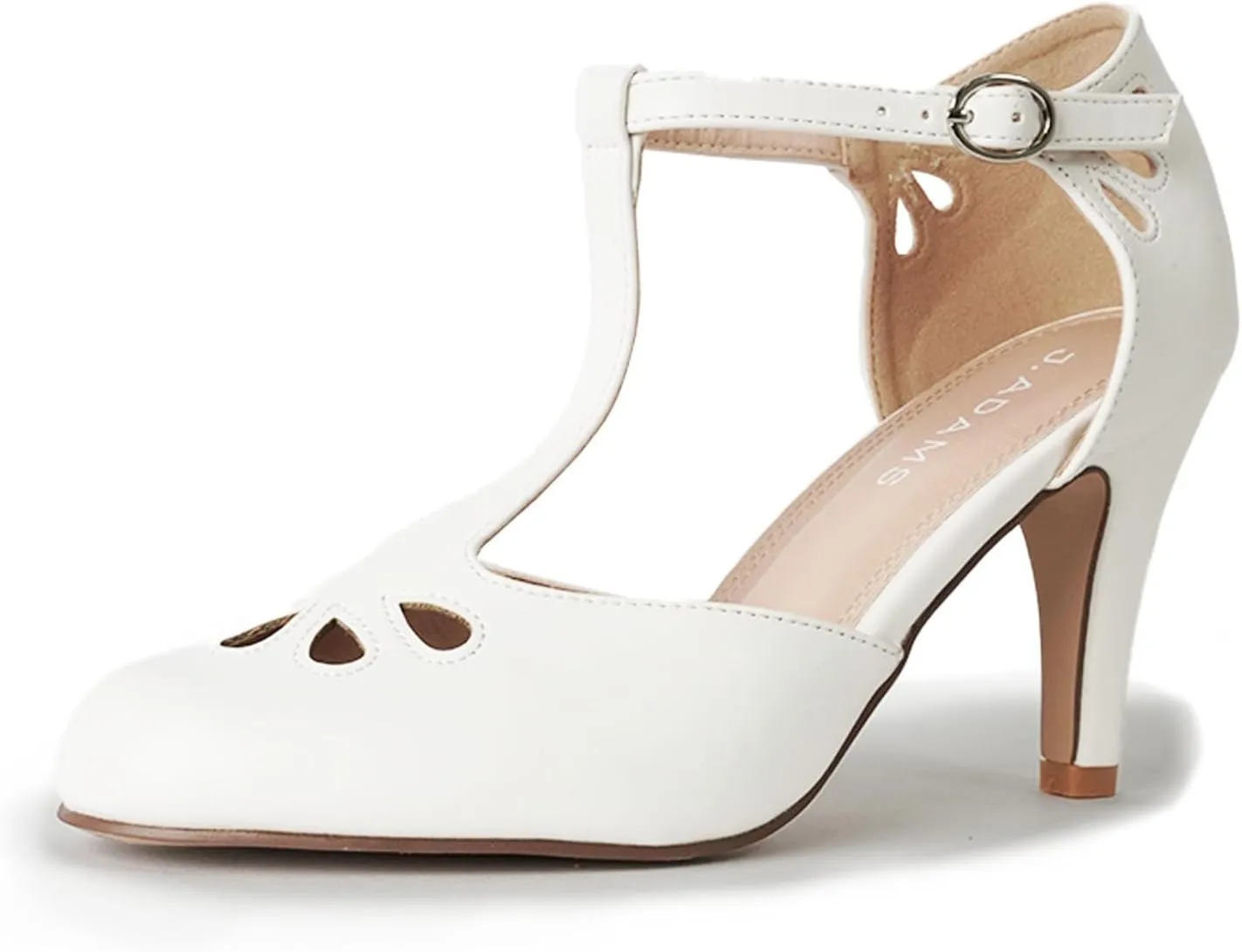 J. Adams Pepper Mary Janes - Vintage Cutout Low Kitten Heels Retro T Strap Pumps