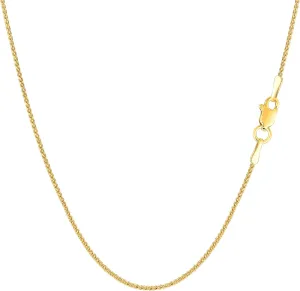 Jewelry Affairs 14k Yellow Gold Round Diamond Cut Wheat Chain Necklace, 1.0mm