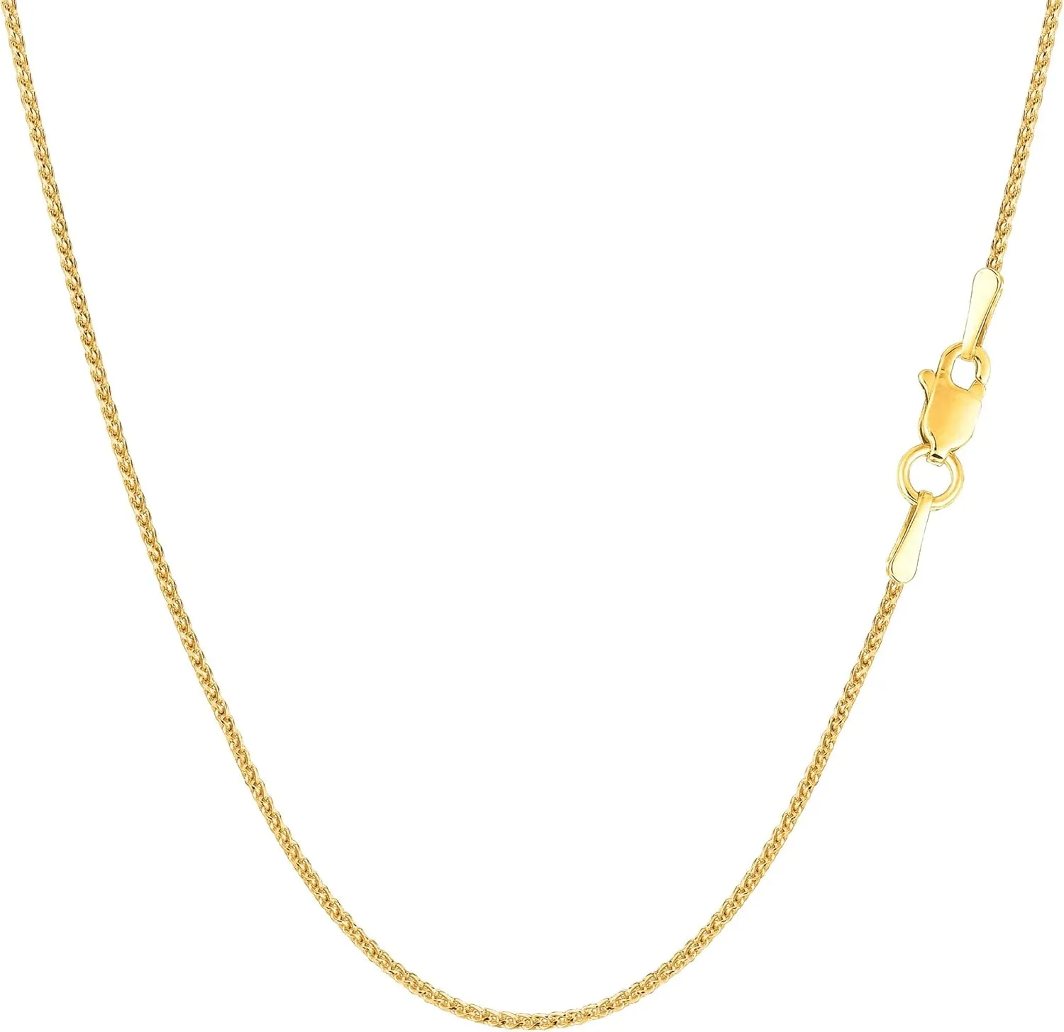 Jewelry Affairs 14k Yellow Gold Round Diamond Cut Wheat Chain Necklace, 1.0mm