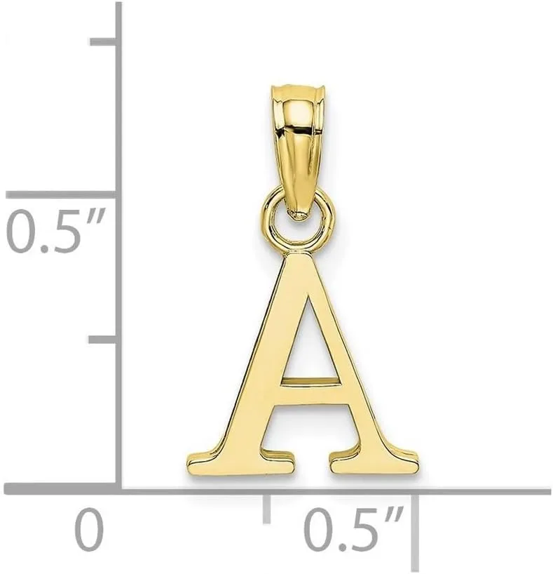 JewelryWeb 10k Gold Block Letter Name Personalized Monogram Initial High Polish Charm 9.8x6.63mm Wide Pendant Necklace for Women