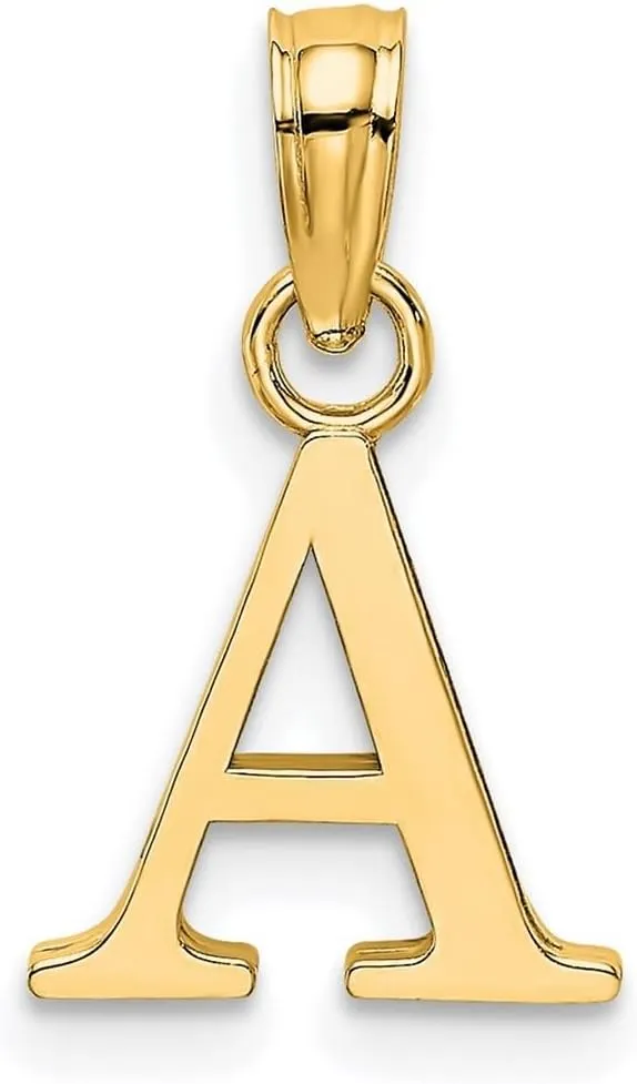 JewelryWeb 10k Gold Block Letter Name Personalized Monogram Initial High Polish Charm 9.8x6.63mm Wide Pendant Necklace for Women