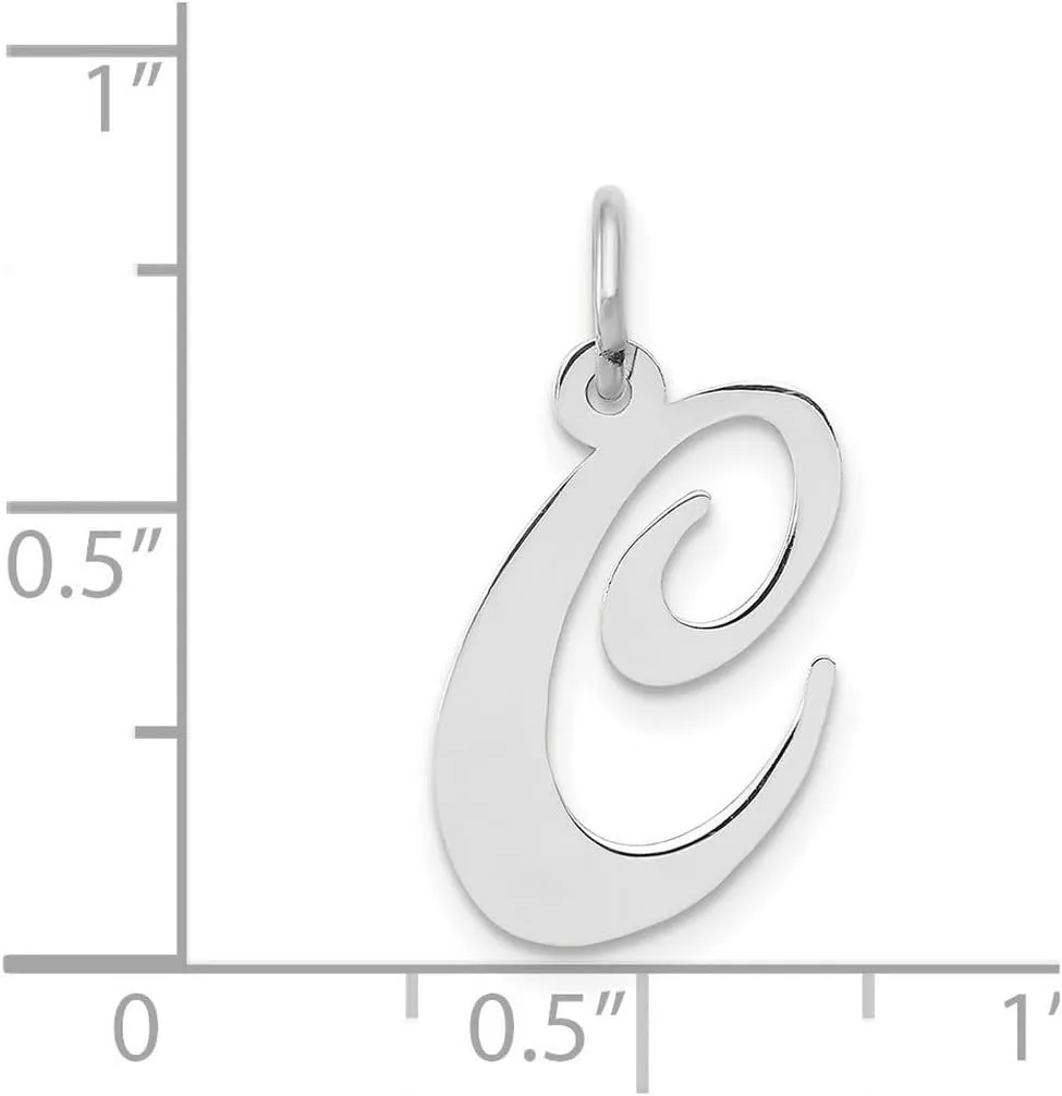 JewelryWeb 14k White Gold Solid Polished Laser cut Medium Fancy Script Letter Name Personalized Monogram Initial Char Charm 17.6x21.5mm Pendant Necklace for Women