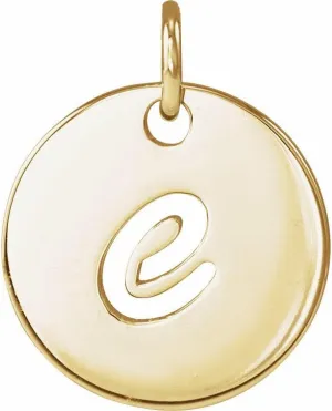 JewelryWeb 14k Yellow Gold Letter Name Personalized Monogram Initial E 9.97x9.97mm Polished Script Initial Pendant Necklace-Pendant for Women