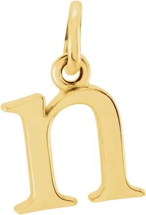 JewelryWeb 14k Yellow Gold Letter Name Personalized Monogram Initial N 13.1x5.9mm Polished Lowercase Initial Pendant Necklace-Pendant for Women