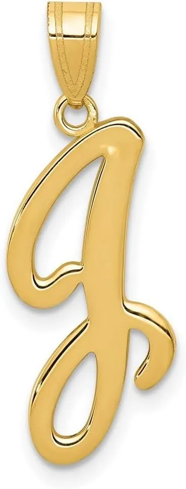 JewelryWeb 14k Yellow Gold Solid Polished back J Script Letter Name Personalized Monogram Initial Pendant Necklace-Pendant for Women
