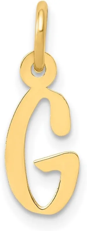 JewelryWeb 14k Yellow Gold Solid Polished Laser cut Small Slanted Block Letter Name Personalized Monogram Initial Charm 15.5x6.3mm Pendant Necklace for Women