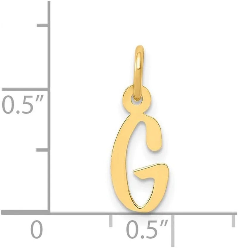 JewelryWeb 14k Yellow Gold Solid Polished Laser cut Small Slanted Block Letter Name Personalized Monogram Initial Charm 15.5x6.3mm Pendant Necklace for Women