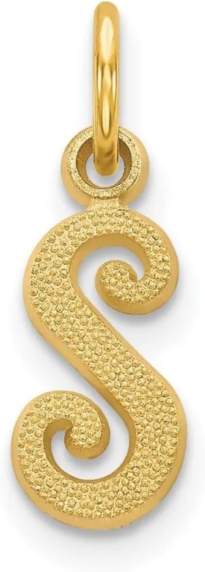 JewelryWeb 14k Yellow Gold Solid Satin Letter Name Personalized Monogram Initial Charm 16.2x9.9mm Pendant Necklace for Women