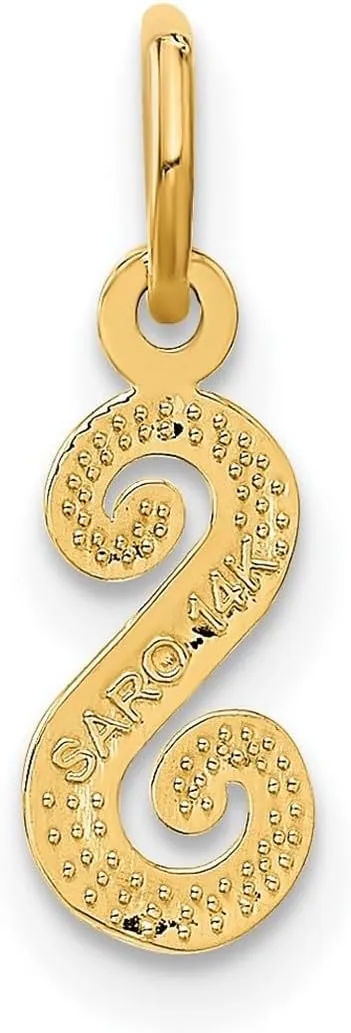 JewelryWeb 14k Yellow Gold Solid Satin Letter Name Personalized Monogram Initial Charm 16.2x9.9mm Pendant Necklace for Women