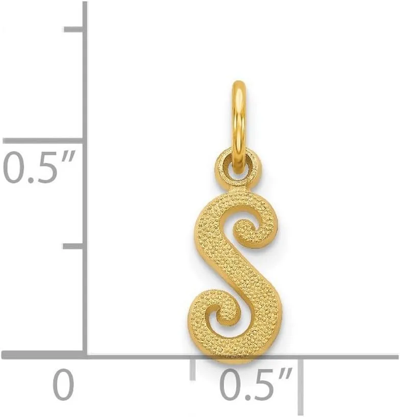 JewelryWeb 14k Yellow Gold Solid Satin Letter Name Personalized Monogram Initial Charm 16.2x9.9mm Pendant Necklace for Women